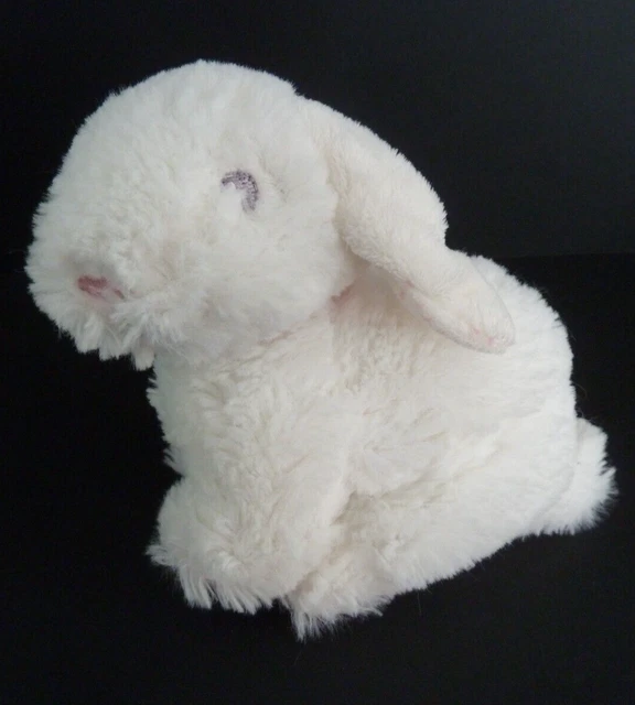 na. DOUDOU PELUCHE TEX BABY NICOTOY LAPIN blanc rose pois 13cm assis 16 de long