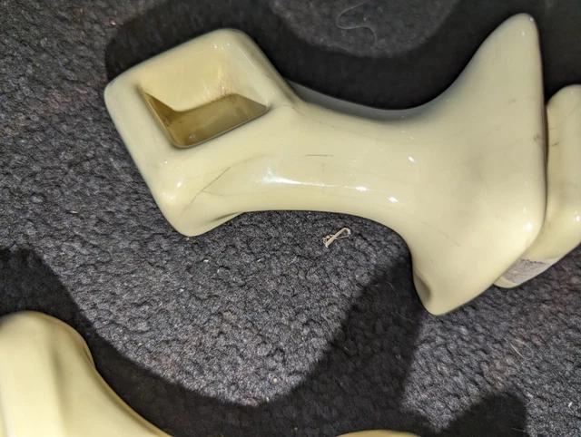 Vintage Art Deco Bracket Mount Yellow Porcelain Towel Bar Holder Pair