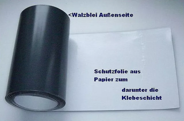 Walzblei Streifen Bleifolie selbstklebend 100,0 x 15,0 cm x 1mm Strahlenschutz