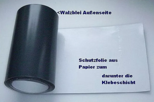 Walzblei Streifen Bleifolie selbstklebend 100,0 x 20,0 c x 0,5 mm Strahlenschutz