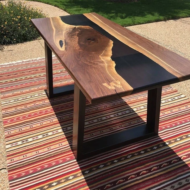 Black Solid Epoxy Resin Table Top Loved Ones Gifts Dining Table Decor Home Table