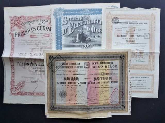 Russia / Ukraine - 4 different shares - 1895/1913 - 4x Russia / Ukraine - 4 different shares - 1895/1913 - 4x