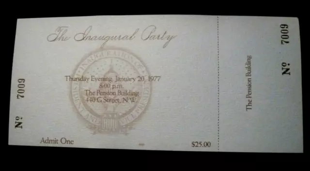 President Jimmy Carter Inaugural Ball Party Ticket 1977 Washington DC Pension