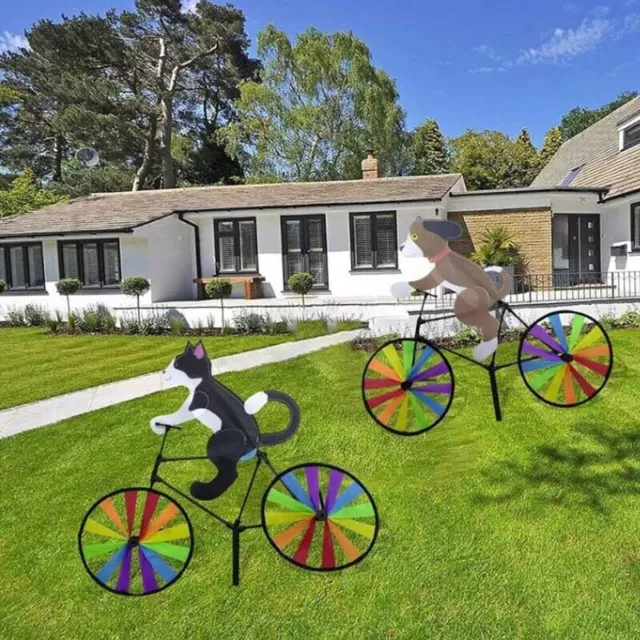 New Windmill Rainbow Cat Dog Bike Spinner Animal Bicycle Outdoor Home Decor Uk