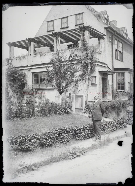 FRANCE Maison Architecture c1930 Photo NEGATIVE Plaque de verre Stereo Vintage 