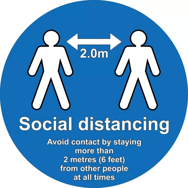 Please ensure social distancing stay 2 metres away from people floor sign