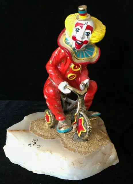 Nice 1980 Ron Lee Clown ~ Large "BUTTONS BICYCLING" on a Tiny Tricycle #229