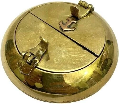 Cendrier De Voyage Vintage En Laiton – Objet Déco Rétro & Collection