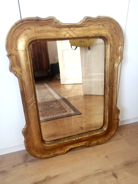 Specchio antico legno dorato foglia oro