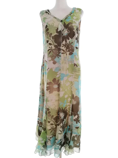 Robe American Girl En Velours Vert - Taille L/XL, Longueur Maxi, Sans Manches, Occasion Excellent état