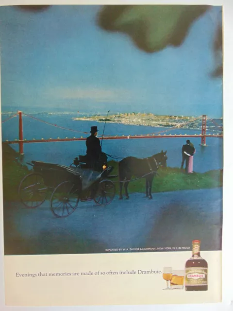 1968 DRAMBUIE Horse Drawn Carriage  vintage art print ad