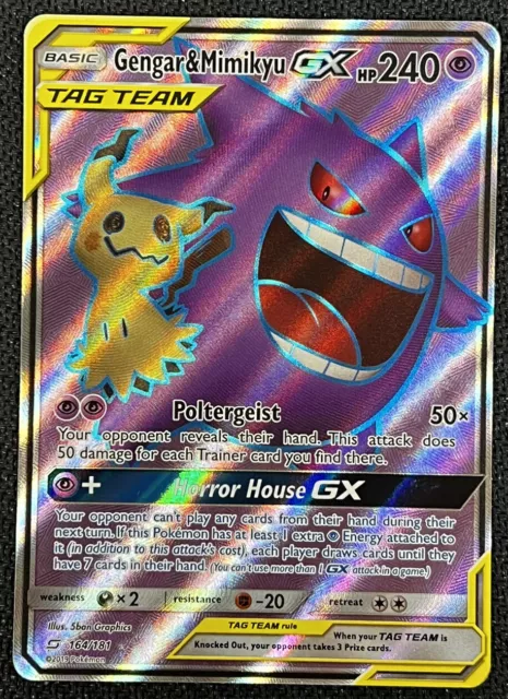 2019 Pokemon FULL ART Gengar & Mimikyu GX ULTRA RARE SM Tag Team Up 164/181 Holo