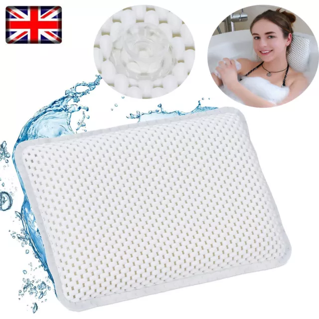 Luxury Bath Spa Pillow White Relaxing Spongy Cushioned Head Neck Rest Bathroom