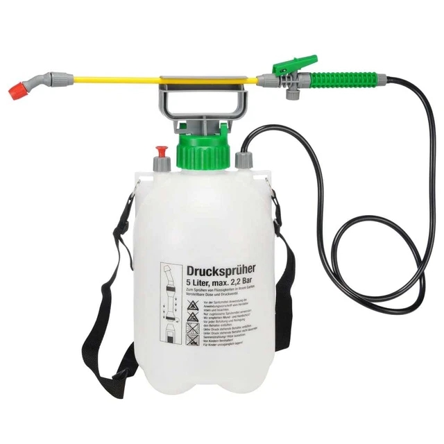 HI Drucksprüher 5L Sprühgerät Pumpsprüher Gartenspritze Rückenspritze Garten vid