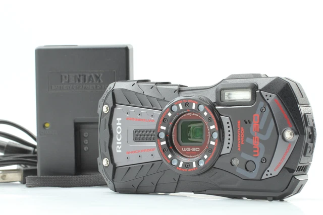[Near MINT] RICOH WG-30 Waterproof Digital Camera 16.0MP Ebony Black From JAPAN