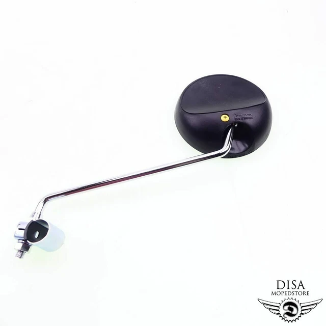 Retro Spiegel rund chrom/schwarz Schelle für Mofa Moped Mokick KKR Motorrad