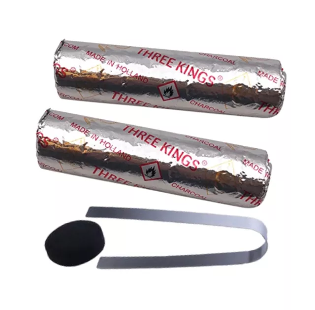 2 x Rolls (20 Tablets -33 mm) Three Kings Charcoal Tablets + Tongs