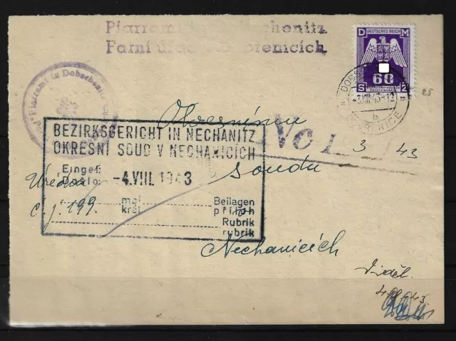 Böhmen und Mähren Dienst Postkarte Dobrenicich, 1943 #1105329