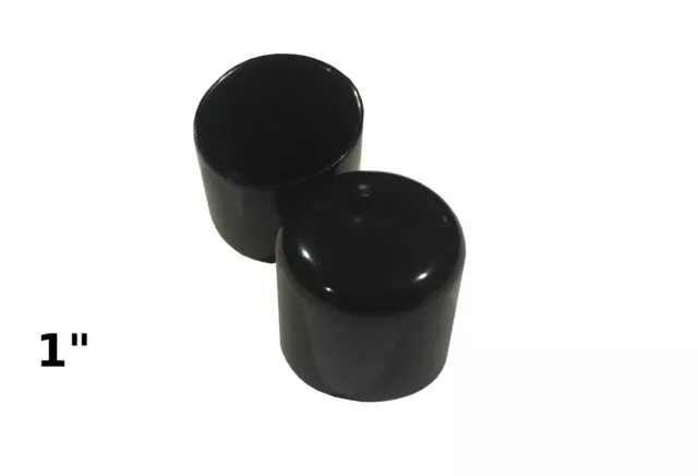 1" 1.00 inch Round Black Vinyl Plastic Tube Tip End Cap (2,4,10,20,50,100)