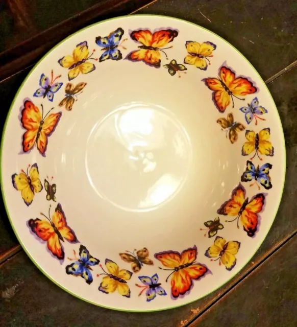 Tabletops Unlimited Butterfly Garden Coupe Cereal Bowl Green Trim