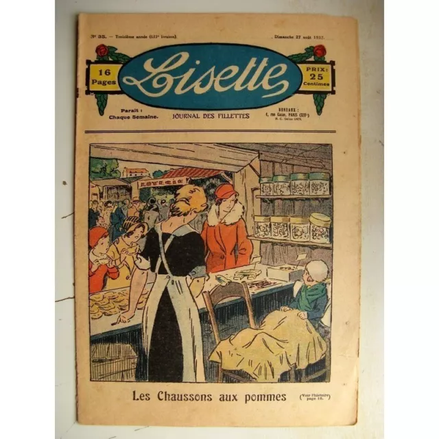 LISETTE N°35 (27 août 1933) Les chaussons aux pommes (Georges Bourdin) Le pon...