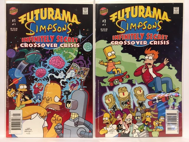 FUTURAMA SIMPSONS INFINITELY Secret Crossover Crisis #1-2 Set NM- Bongo ...