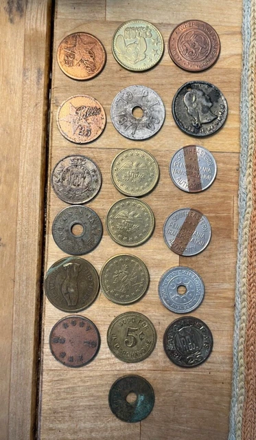 Vintage Lot (19) Of Tokens Coins Exonumia