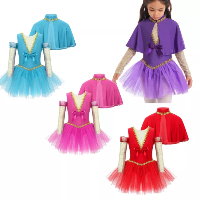 Girls' Circus Trapeze Costume Sparkle Princess Girl Ruffles Leotard Dress up Out