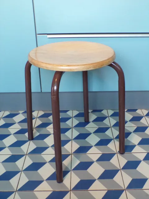 TABOURET D'ATELIER-MéTAL et BOIS-DESIGN 70 80-2