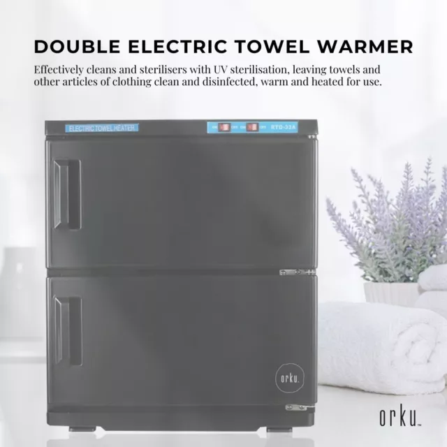 32L Black UV Electric Towel Warmer Steriliser Cabinet Beauty Spa Heat Sanitiser 2