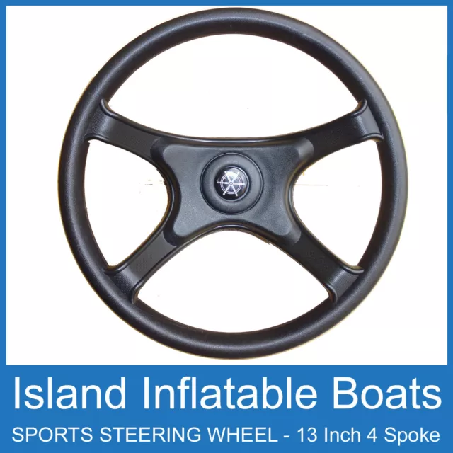 BOAT STEERING WHEEL ✱ STORM BLACK 4 SPOKE ✱ 330MM / 13" Marine Sports FREE POST