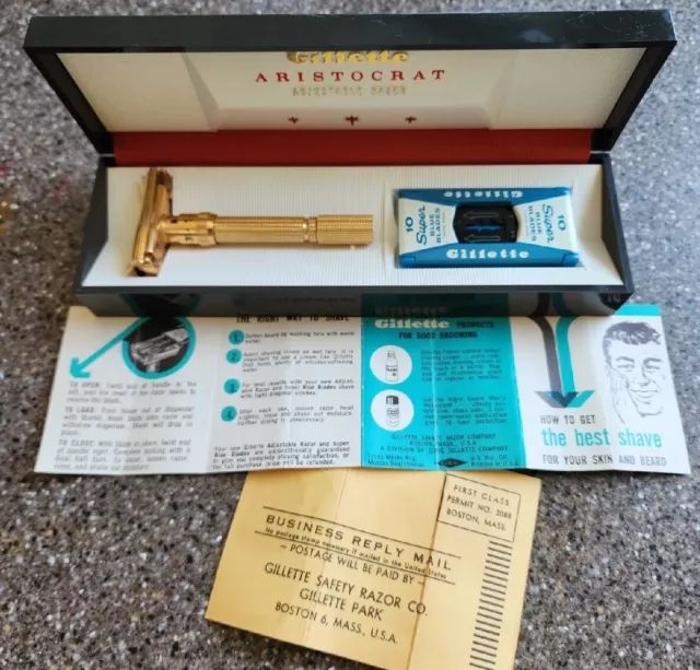Scarce Vintage 1961 (G 3) Gillette Aristocrat Adjustable Razor with Original Box