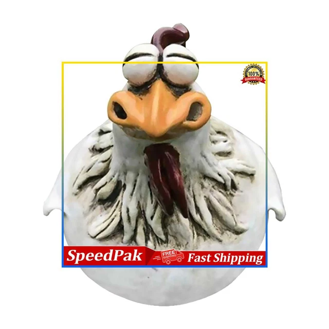 Big-Eyes Hen Craft Resin Hen Sculpture Funny Chicken Statues Garden Decoration