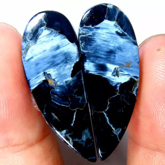 21.90Cts.100%Natural Blue Pietersite Matched Pair Fancy Cab 10x29x4mm Gemstone
