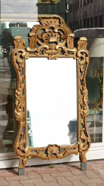 169.5 Cm, Grand Miroir Provençal Ou De Beaucaire En Bois Doré Et Laqué, XIX ème