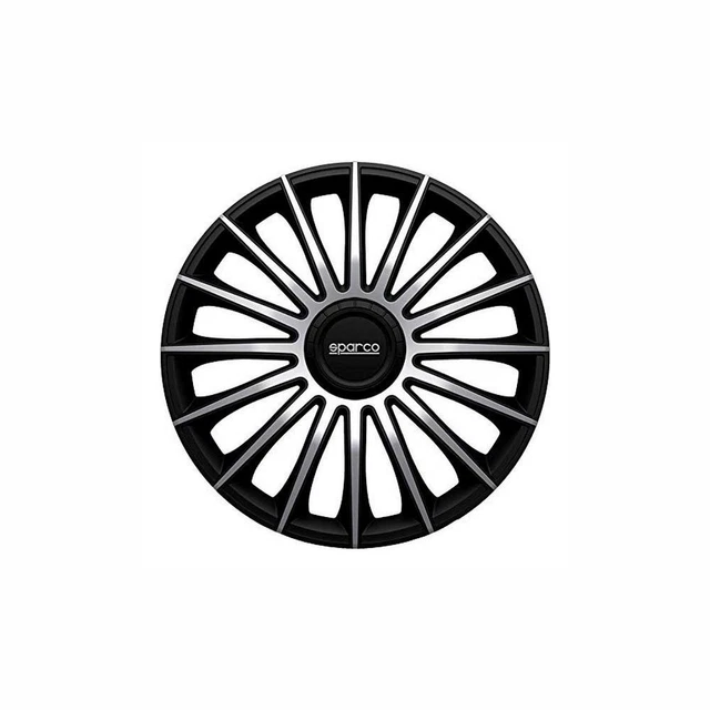 4x Copricerchi Copriruota Sparco Torino CS5 Nero Colori Argento 16 pollici 4 pezzi
