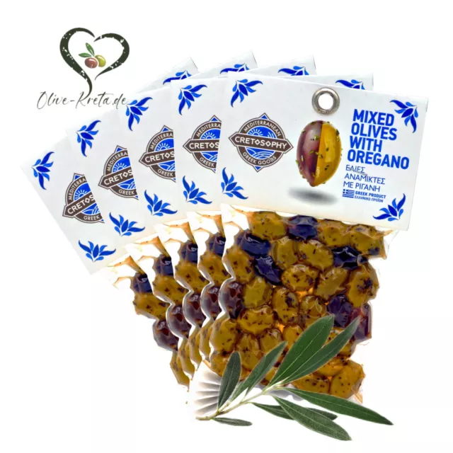 5x CRETAN MILL 15061 Oliven-Mix mit Oregano 750g vakuumverpackt von Kreta