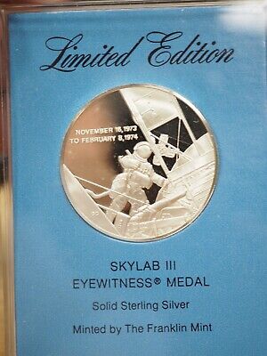 1974 Franklin Mint - Skylab III Eyewitness Medal - Sterling Silver