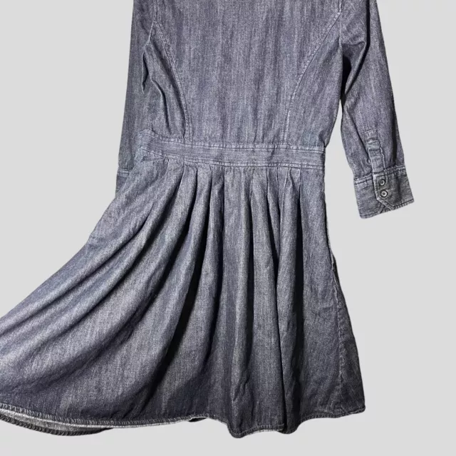 Lauren Ralph Lauren Blue Denim 3/4 Sleeve Pleated Fit & Flare Dress Size US 6 3