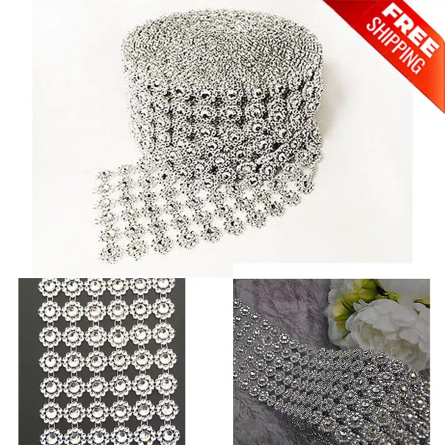Sparkle Flower Diamond Mesh Wrap Roll Crystal Ribbon Bling Wedding Flower Decor
