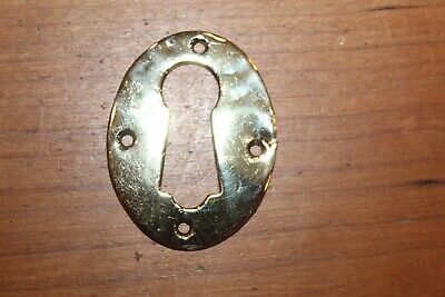 Antique 1-1/2" X 2" Oval Bronze Plate Keyhole Escutcheon for Large Key CC-4