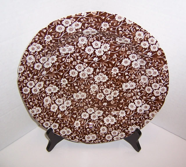Staffordshire England Calico Brown Chintz 1 Dinner Plate (10 3/8”) Beautiful