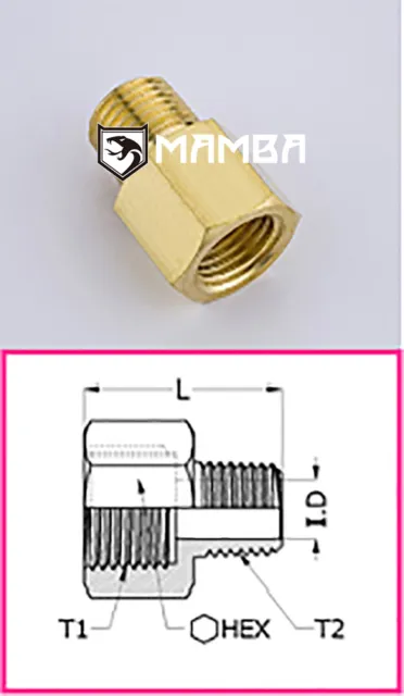 Brass Turbo Adapter Fitting Adapter 1/8 BSP Female to 1/8 BSP Male (50 pcs)