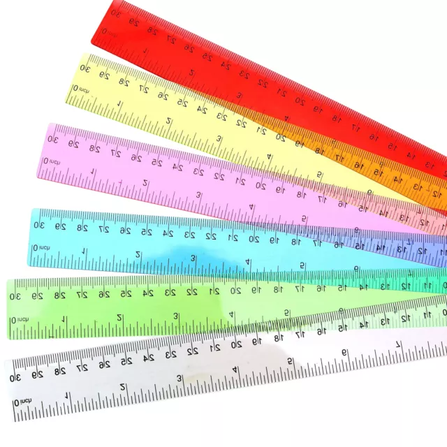 30cm Plastic Rulers Straight Clear Architects Inches Centimeters Smooth