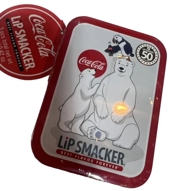 Lipsmackers 3 Piece Coca Cola Lip Balms With Coca Cola Collectors Tin