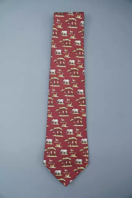 Salvatore Ferragamo 100% Silk Tie African Safari Theme Made In  Italy