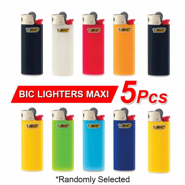 5PCS BIC MAXI Lighter Disposable Gas Lighter Tobacco Cigarette J26 AU NEW