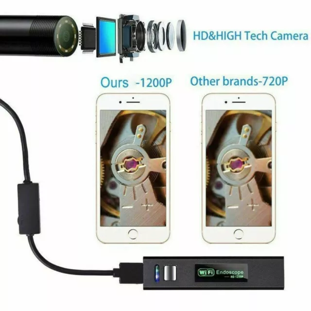 USB Wifi Endoskop Inspektion Kamera 8 LED Endoscope für iPhone Android Handy 5M 2