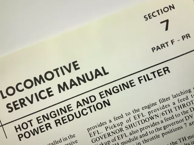 Hot Engine Filter Power Reduction Locomotive Service Manual SD402 1983 EMD AA252