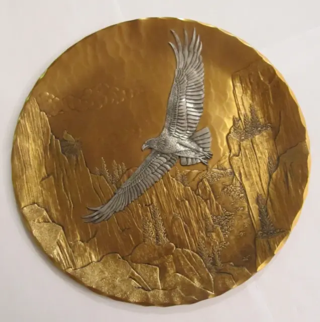 Soaring Eagle Mixed Metal 9" Plate - Teller Bronze Adler USA Wendell Augus Forge